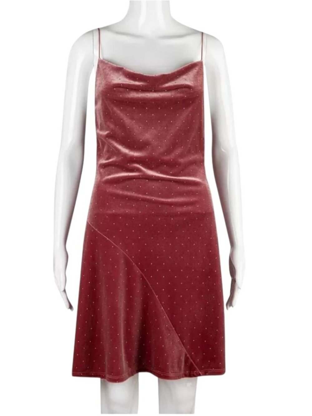 COWL NECK VELVET SLEEVELESS DRESS XXL